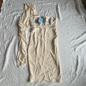 NWT Suma Chander - 100% Silk - Summer Party Dress - Cream and Gold - Size 6